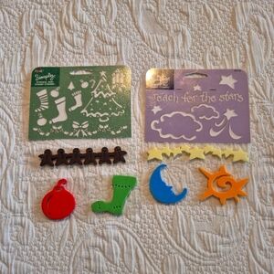 Plaid Simply stencil & stamp combo, celestial & Holiday stamps sets, New